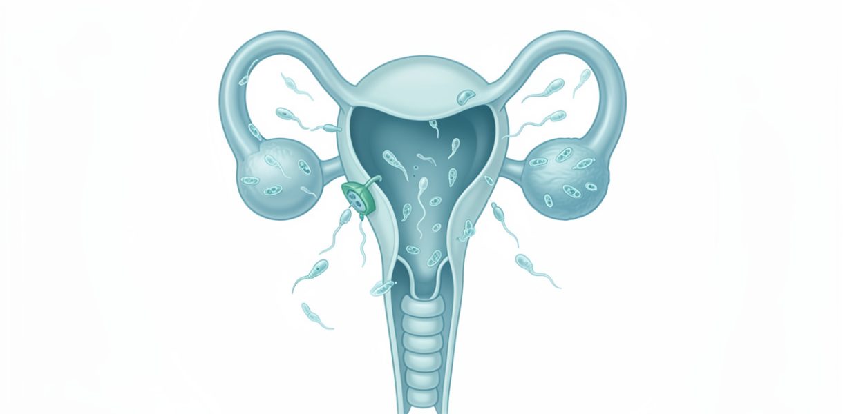 Illustration médicale pédagogique montrant le système reproducteur masculin et le renouvellement naturel des spermatozoïdes.
